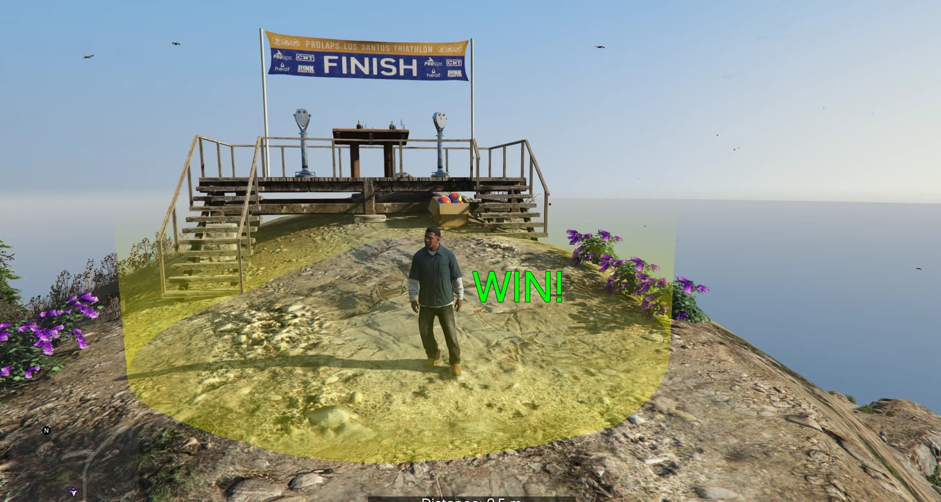 Partita Chiliad in GTA V: Legacy al checkpoint di arrivo sul Monte Chiliad.