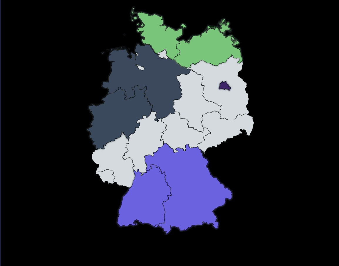 Streamshot MapChart Germany map game with captured federal states